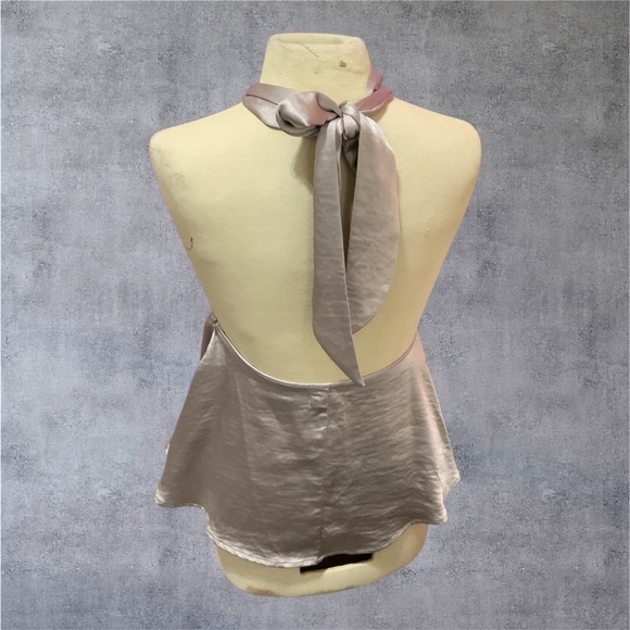 Nasty Gal There She Is Satin High‎ Neck Halter Top size 4 - Picture 4 of 4